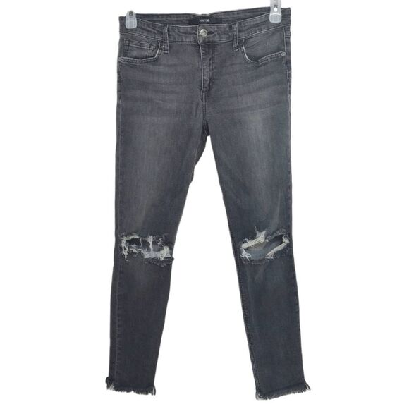 Joe's Jeans Eden Ankle Jeans Distressed Raw Hem Gray Black Wash Sz 31 Mid Rise - Picture 1 of 10